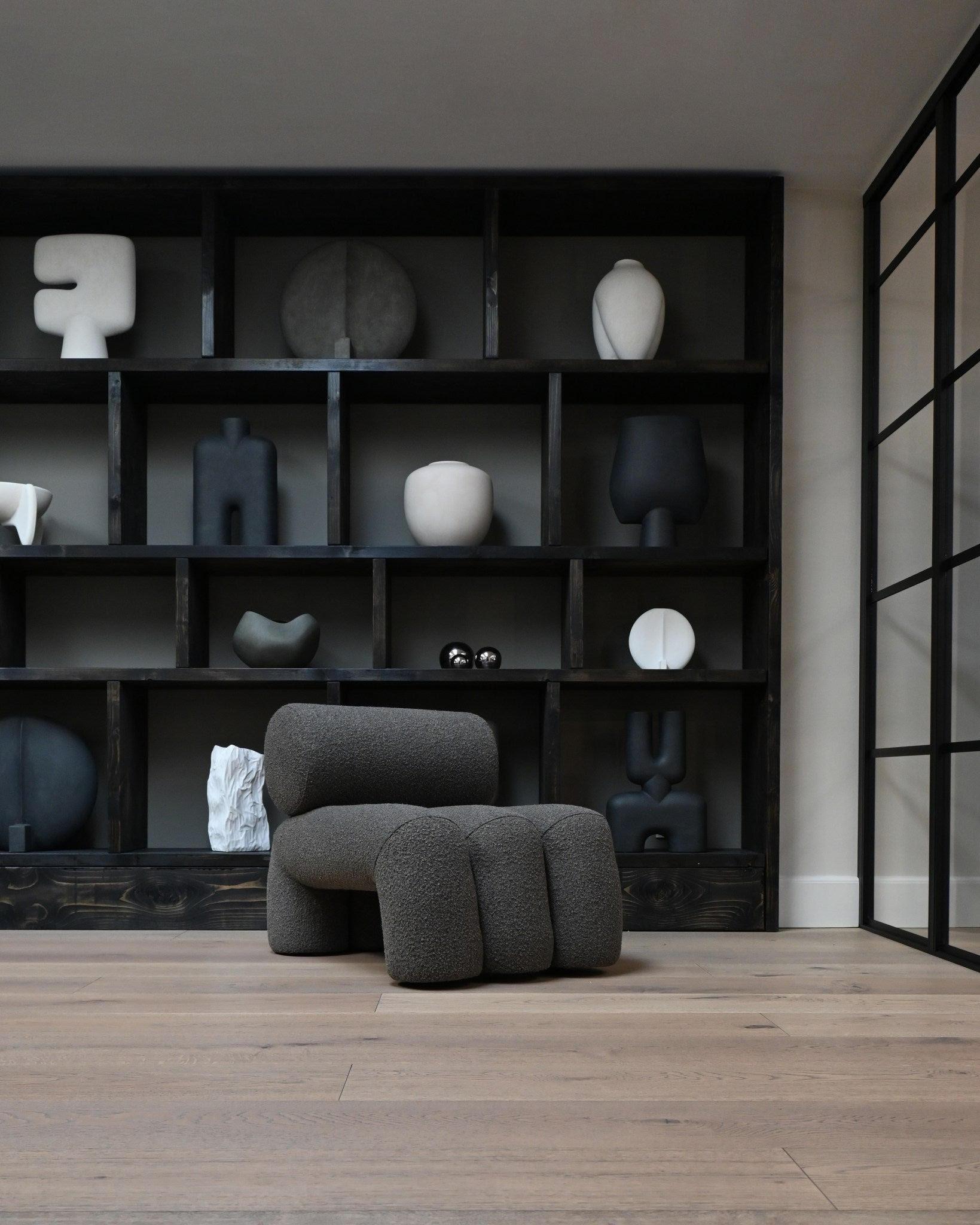 Paar Contemporary Armchairs, Modell Foku - Farbe Deep Taupe - Curly Fabric. im Angebot 2
