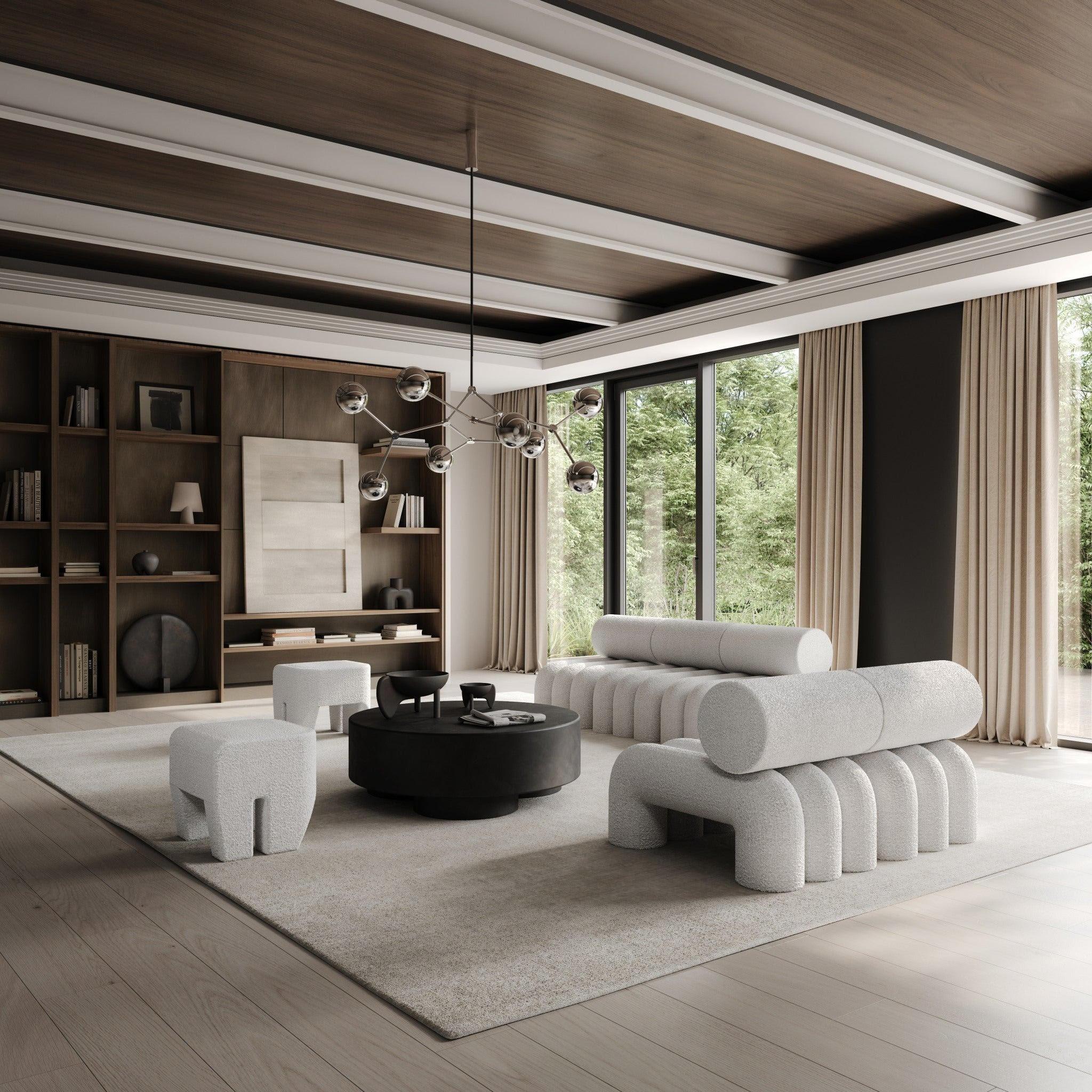 Paar Contemporary Sessel, Modell Foku, Farbe Off-White, Curly Fabric . im Angebot 7