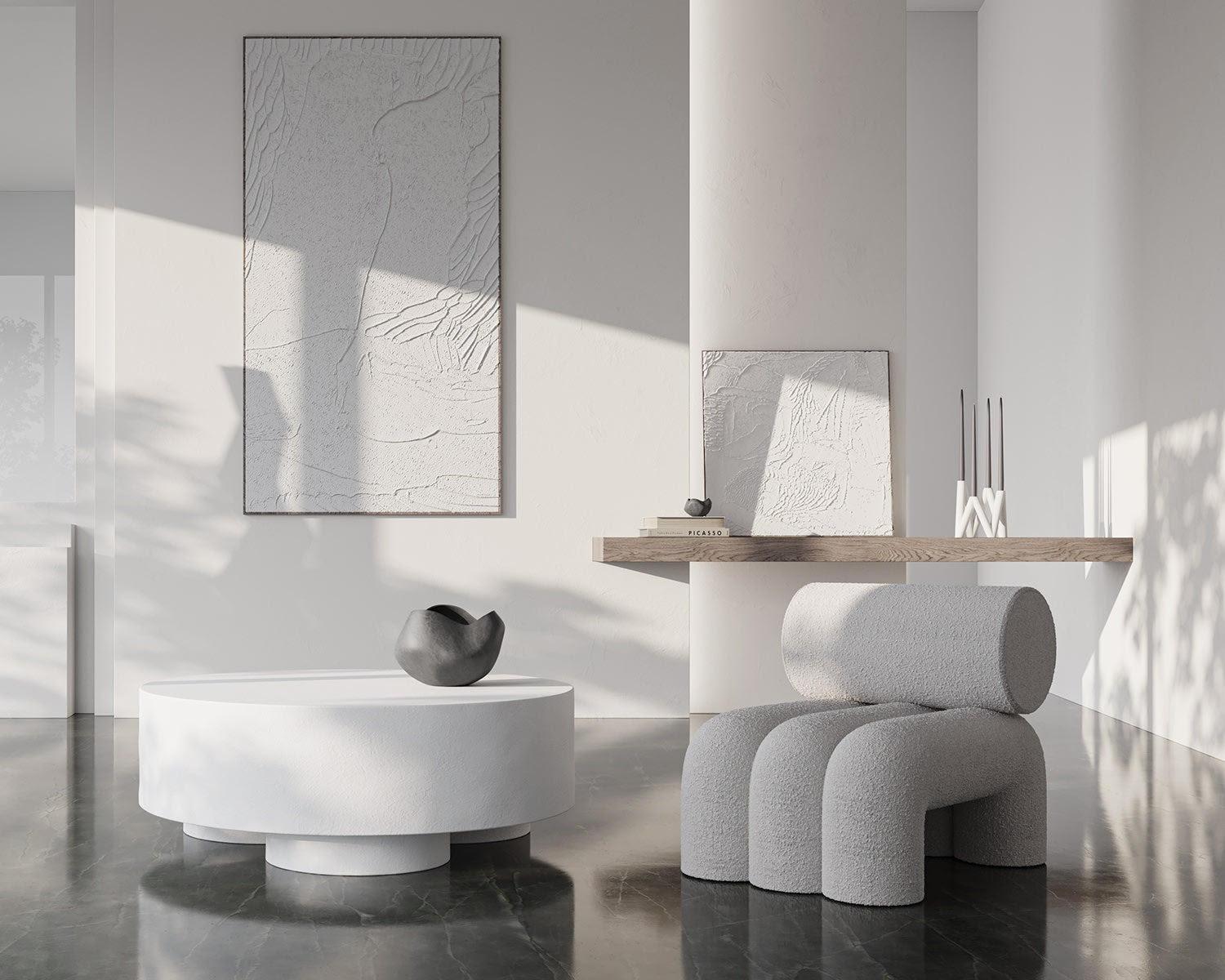 Paar Contemporary Sessel, Modell Foku, Farbe Off-White, Curly Fabric . im Angebot 8