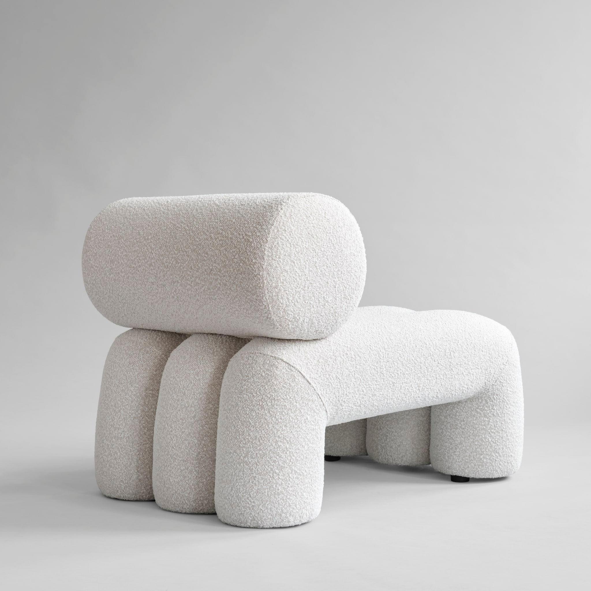 Paar Contemporary Sessel, Modell Foku, Farbe Off-White, Curly Fabric . (Moderne) im Angebot
