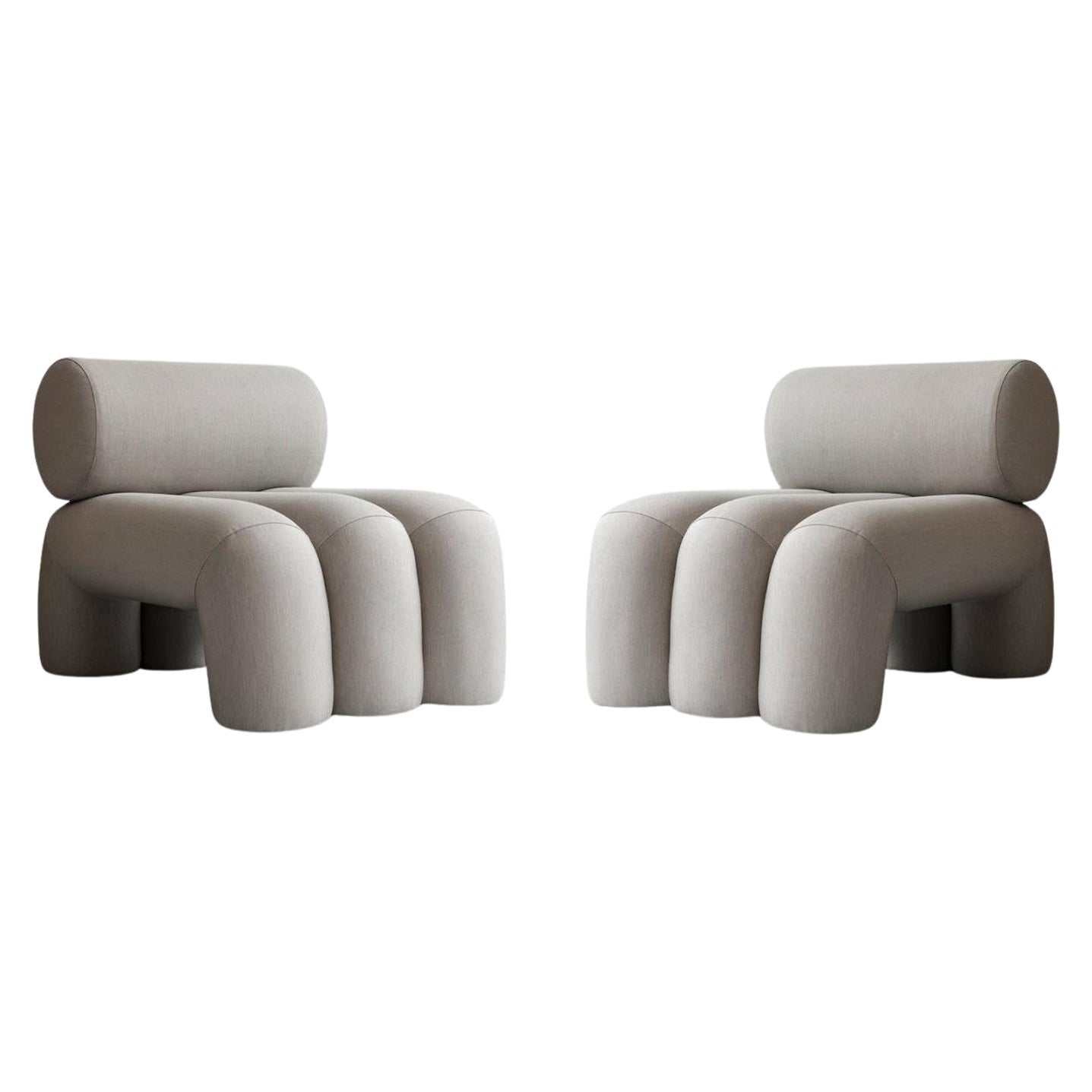 Coppia di poltrone contemporanee - colore taupe - tessuto resistente al sole