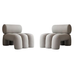 Paire de fauteuils contemporains - Couleur taupe - Tissu résistant au soleil