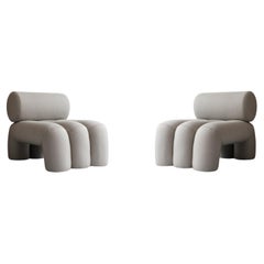 Paire de fauteuils contemporains - Couleur taupe - Tissu résistant au soleil