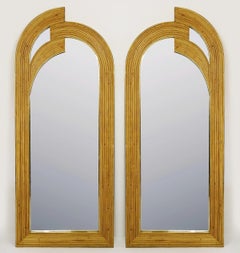 Pair of Contemporary Bamboo and Brass Italian Mirrors