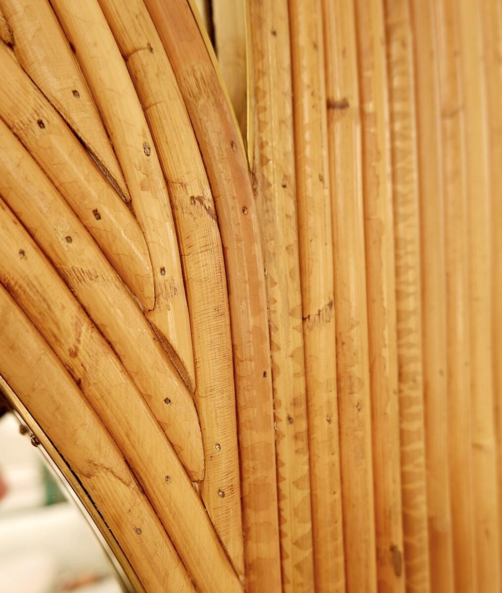 Italiano Coppia di specchi italiani contemporanei in bambù e ottone in vendita