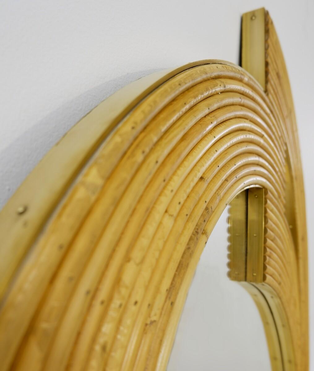 Coppia di specchi italiani contemporanei in bambù e ottone In condizioni buone in vendita a Brussels, BE