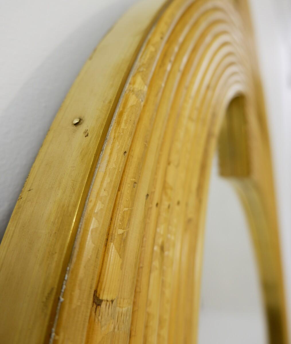 Coppia di specchi italiani contemporanei in bambù e ottone in vendita 2