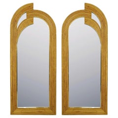 Pair of Contemporary Bamboo and Brass Italian Mirrors