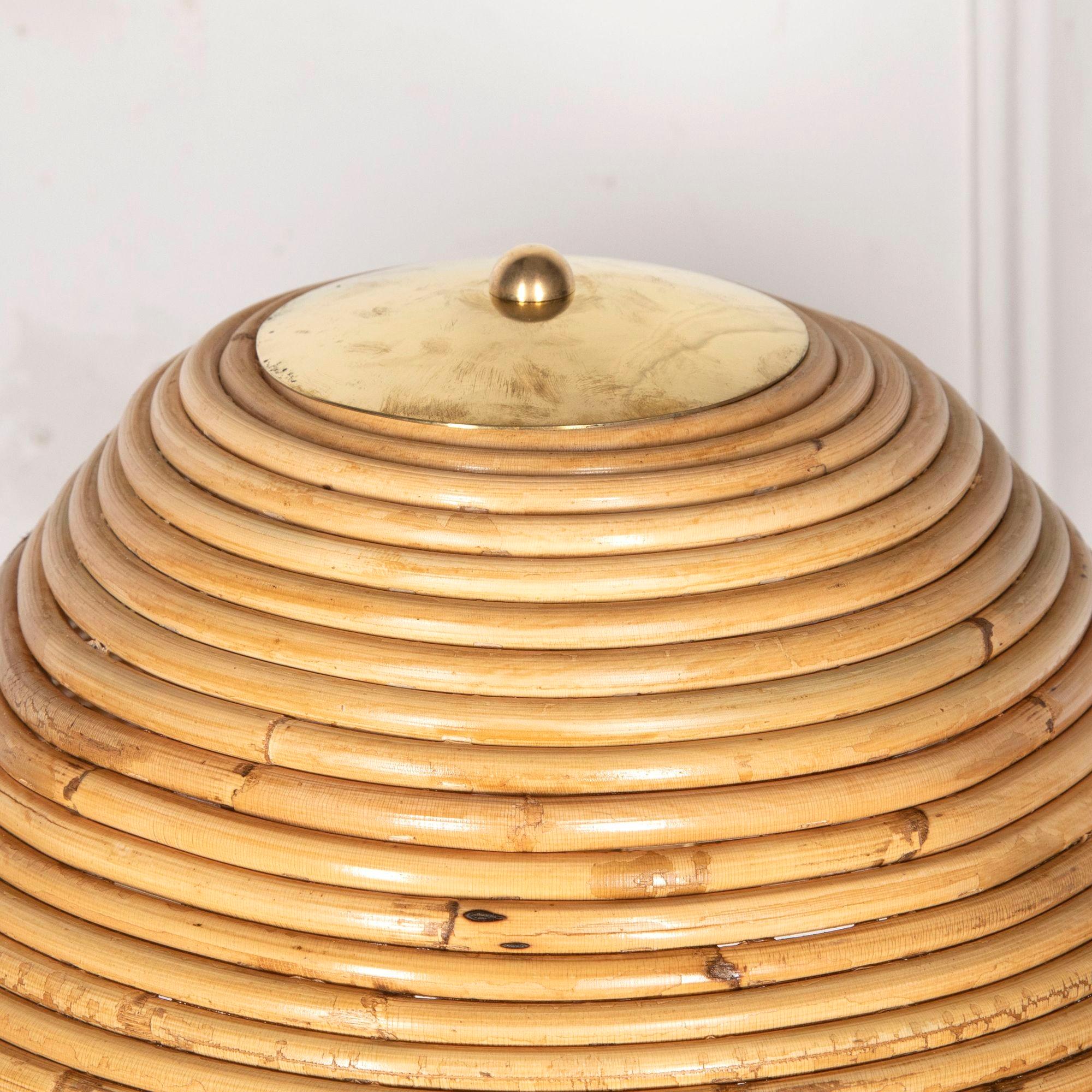 Brass Pair of Contemporary Bamboo Table Lamps