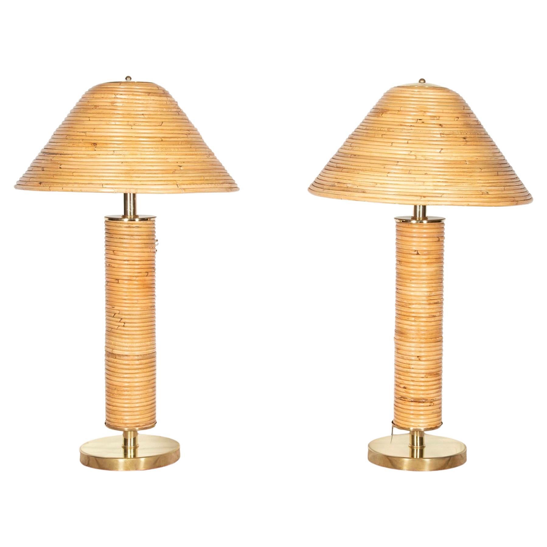 Pair of Contemporary Bamboo Table Lamps