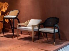 Pareja de taburetes de bar contemporáneos en entelado natural