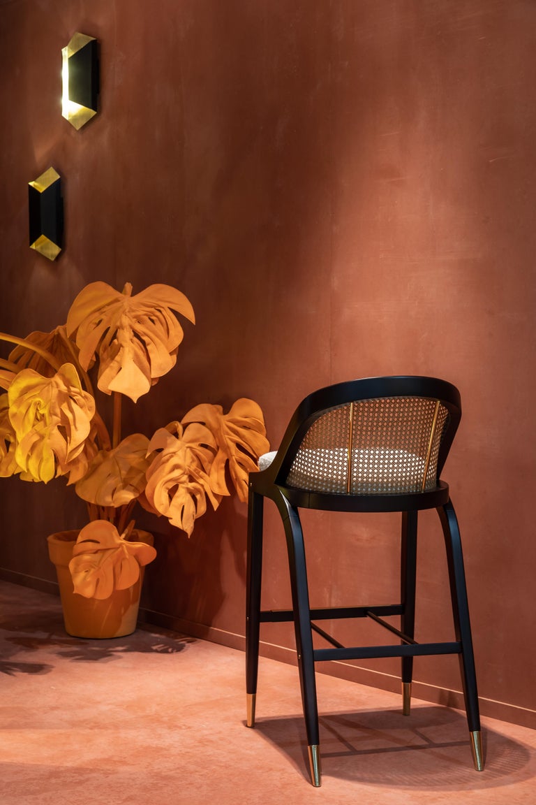 Pair of Contemporary Barstools in Natural Caning For Sale at 1stDibs