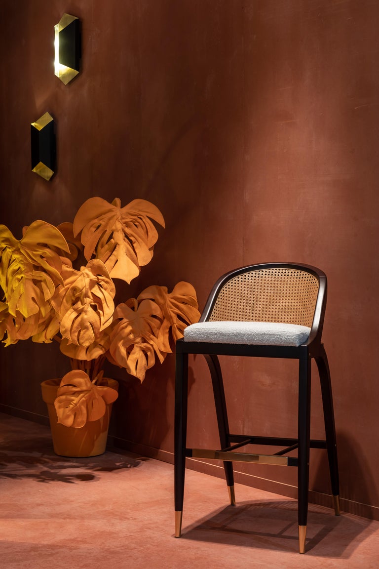 Pair of Contemporary Barstools in Natural Caning For Sale at 1stDibs