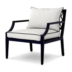 Pair of Contemporary Black Aluminum Outdoor Armchair Bella Vista