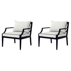 Pair of Contemporary Black Aluminum Outdoor Armchair Bella Vista