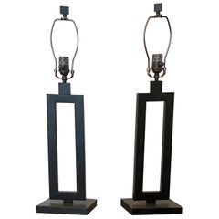 Antique Pair of Contemporary Black Lamps