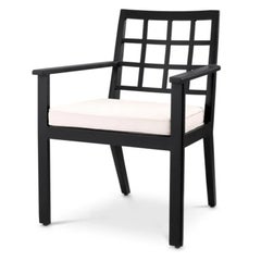 Pair of Contemporary Black Outdoor Dining Armchair Cap-Ferrat