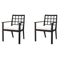 Pair of Contemporary Black Outdoor Dining Armchair Cap-Ferrat