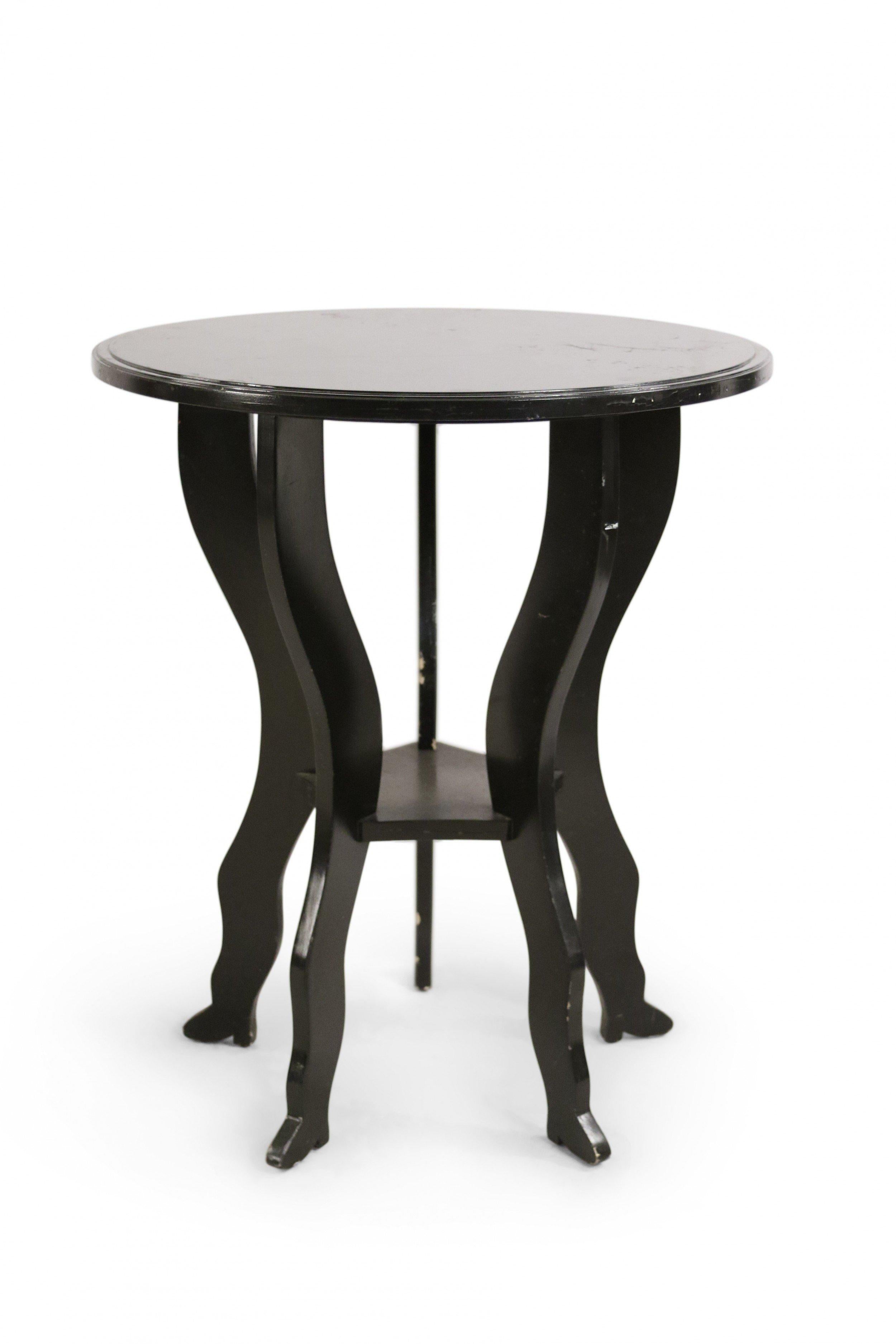 Moderne Paire de grandes tables d'extrémité circulaires contemporaines peintes en noir en vente