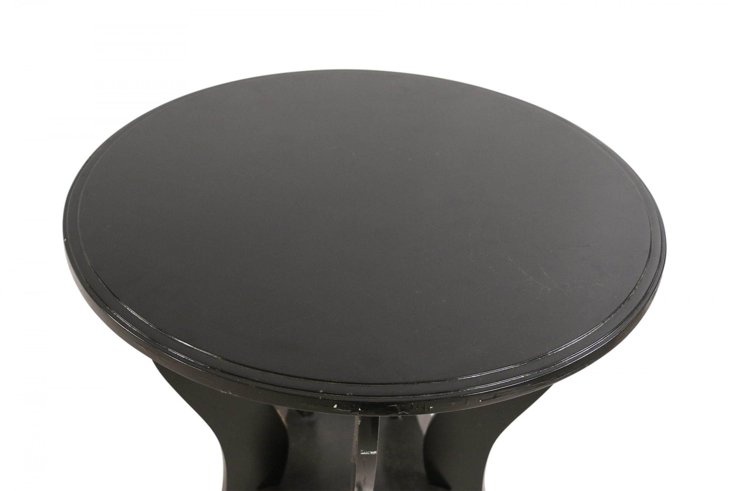American Pair of Contemporary Black Painted Large Circular End Tables For Sale