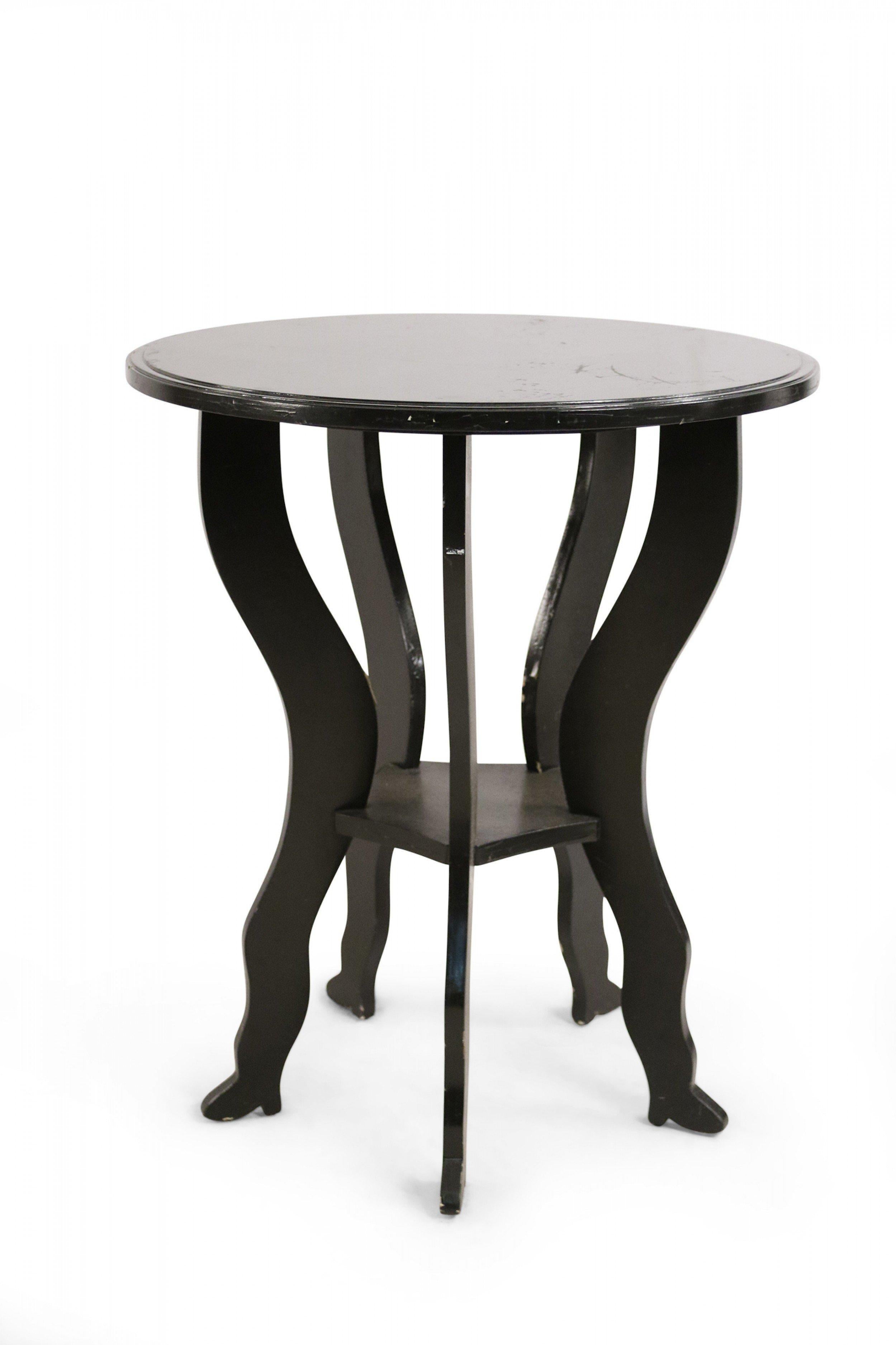 20th Century Pair of Contemporary Black Painted Large Circular End Tables For Sale