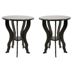 Pair of Contemporary Black Painted Large Circular End Tables