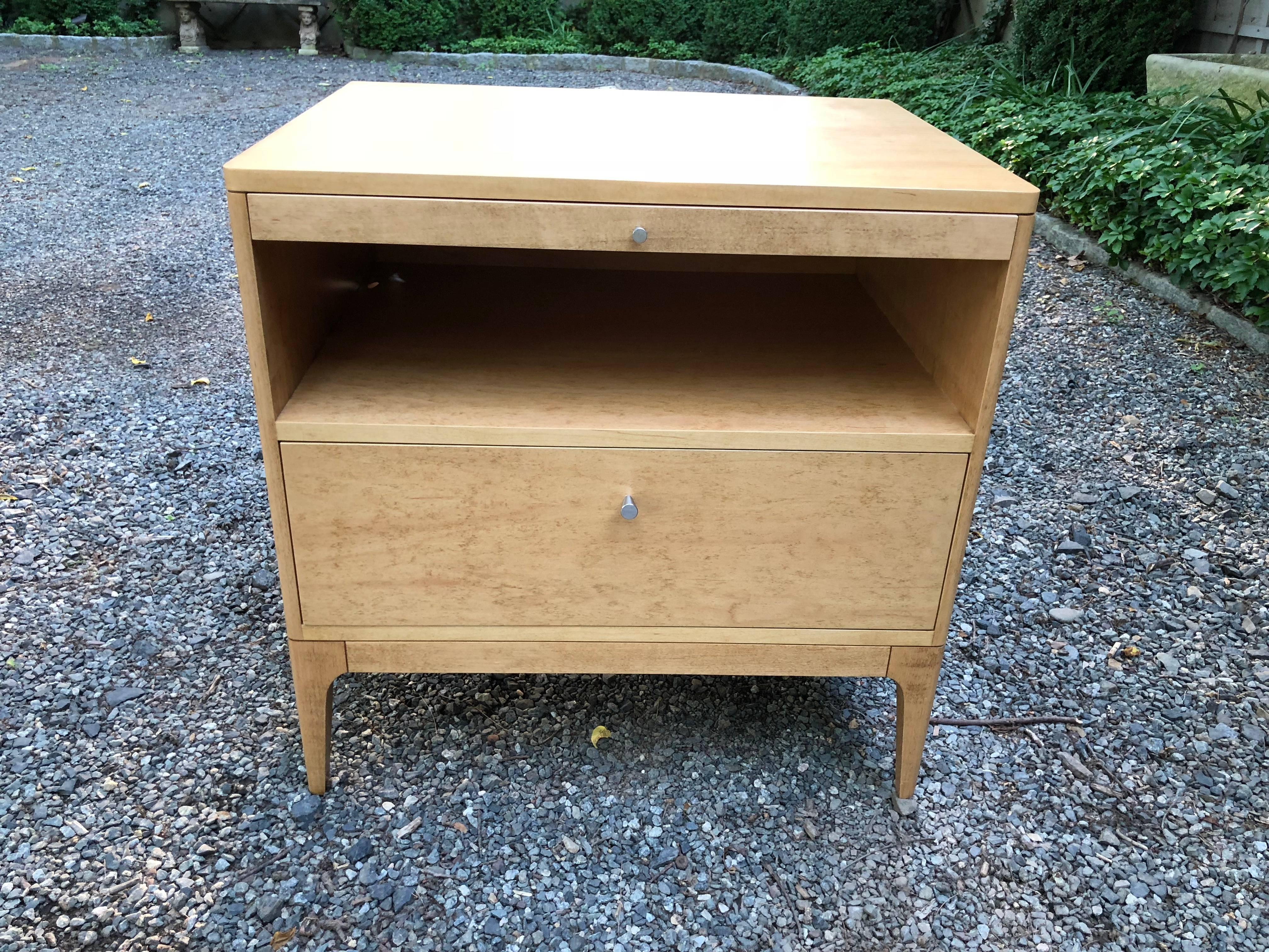 American Pair of Contemporary Blonde Wood Barbara Barry Style Nightstands