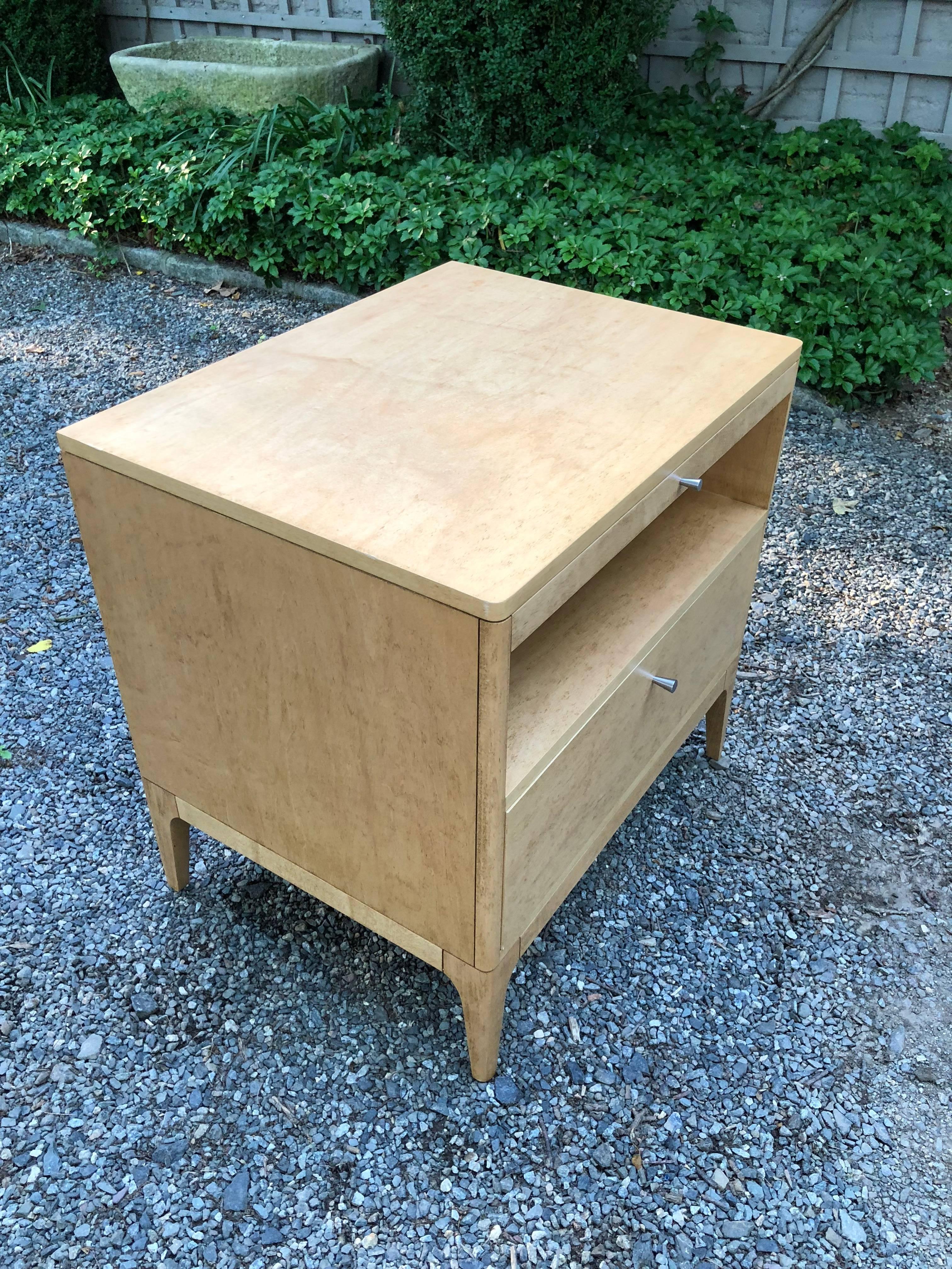 Pair of Contemporary Blonde Wood Barbara Barry Style Nightstands 1
