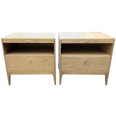 Pair of Contemporary Blonde Wood Barbara Barry Style Nightstands