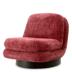 Pair of Contemporary Bordeaux Upholstered Fabric Swivel Chair