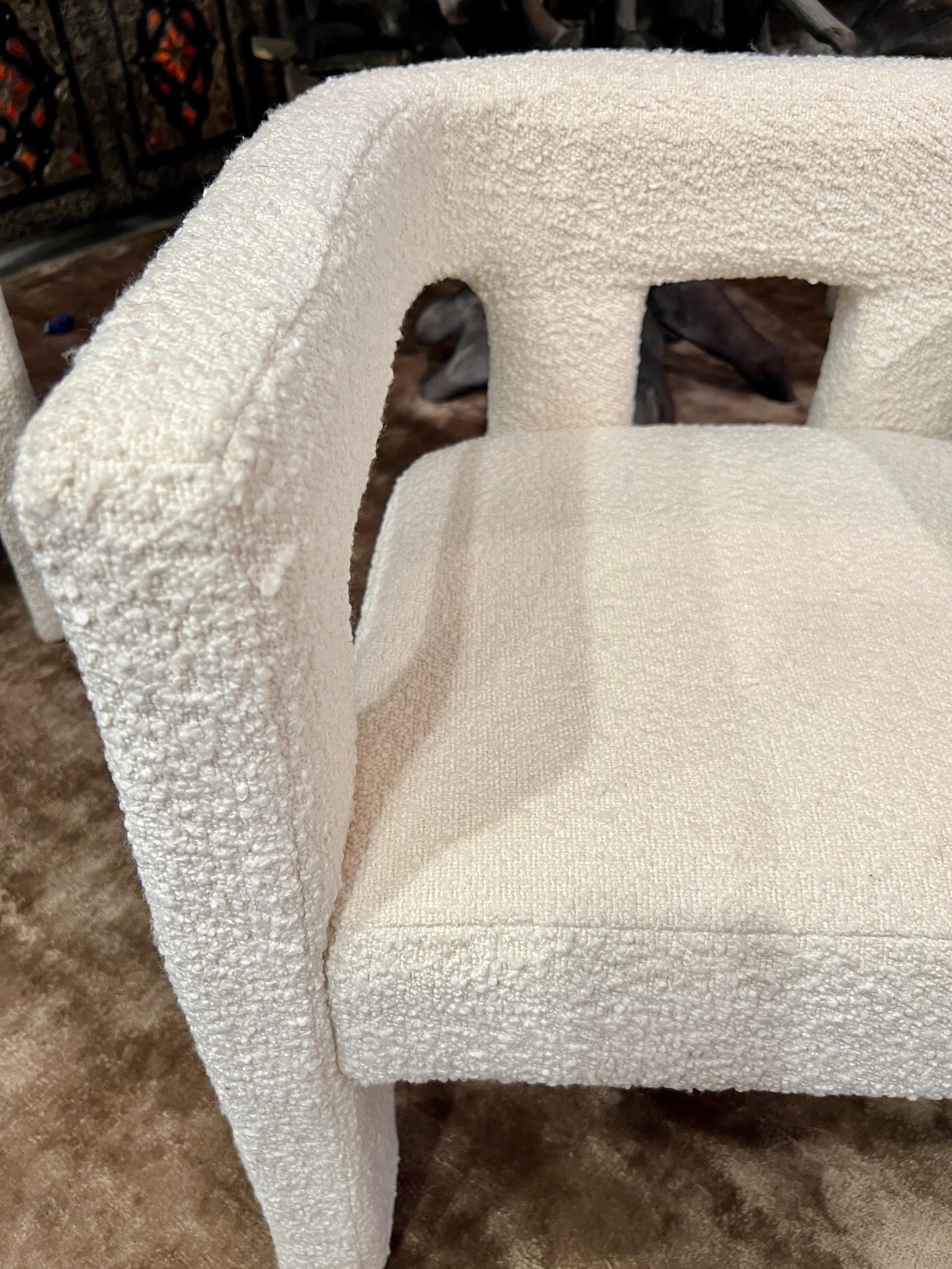 Pair of Contemporary Boucle Armchairs in Ivory by Caleb Zipperer 3