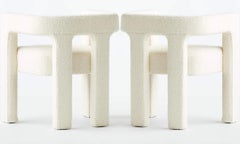 Pair of Contemporary Boucle Armchairs in Ivory by Caleb Zipperer