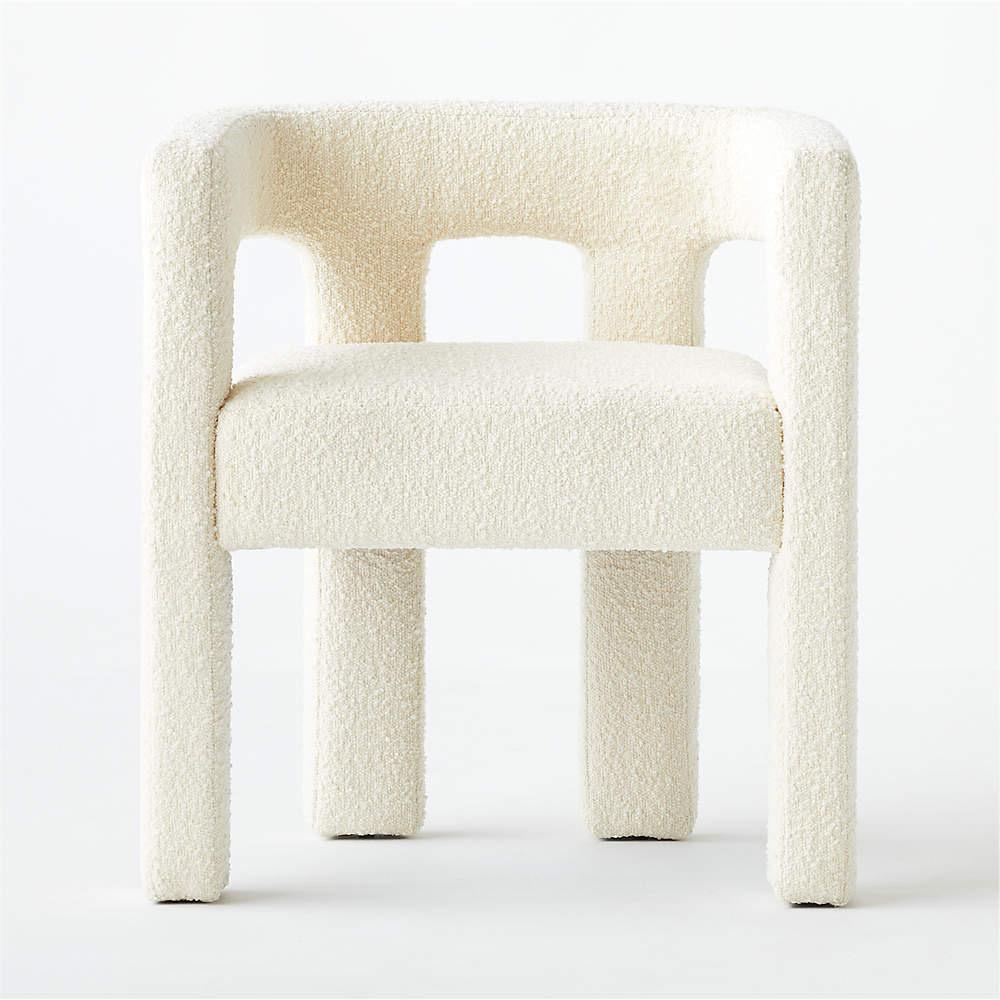 Bouclé Pair of Contemporary Boucle Armchairs in Ivory by Caleb Zipperer