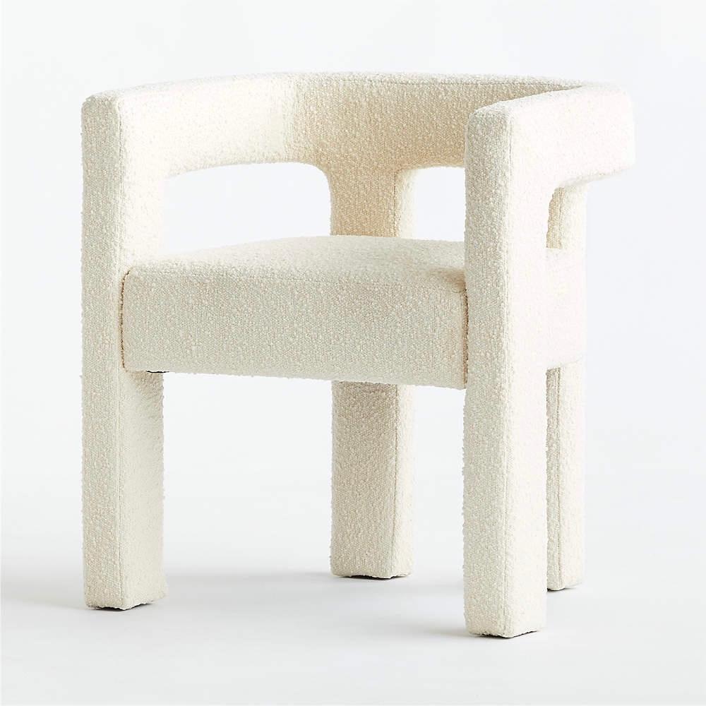 Pair of Contemporary Boucle Armchairs in Ivory by Caleb Zipperer 1
