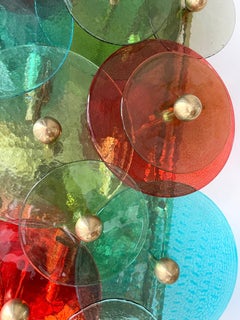 Pair of Contemporary Brass Sconces Water Lily Murano Glass, Italy