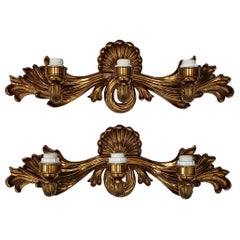 Pair of Contemporary Cast Bronze and Gilded Wall Sconces