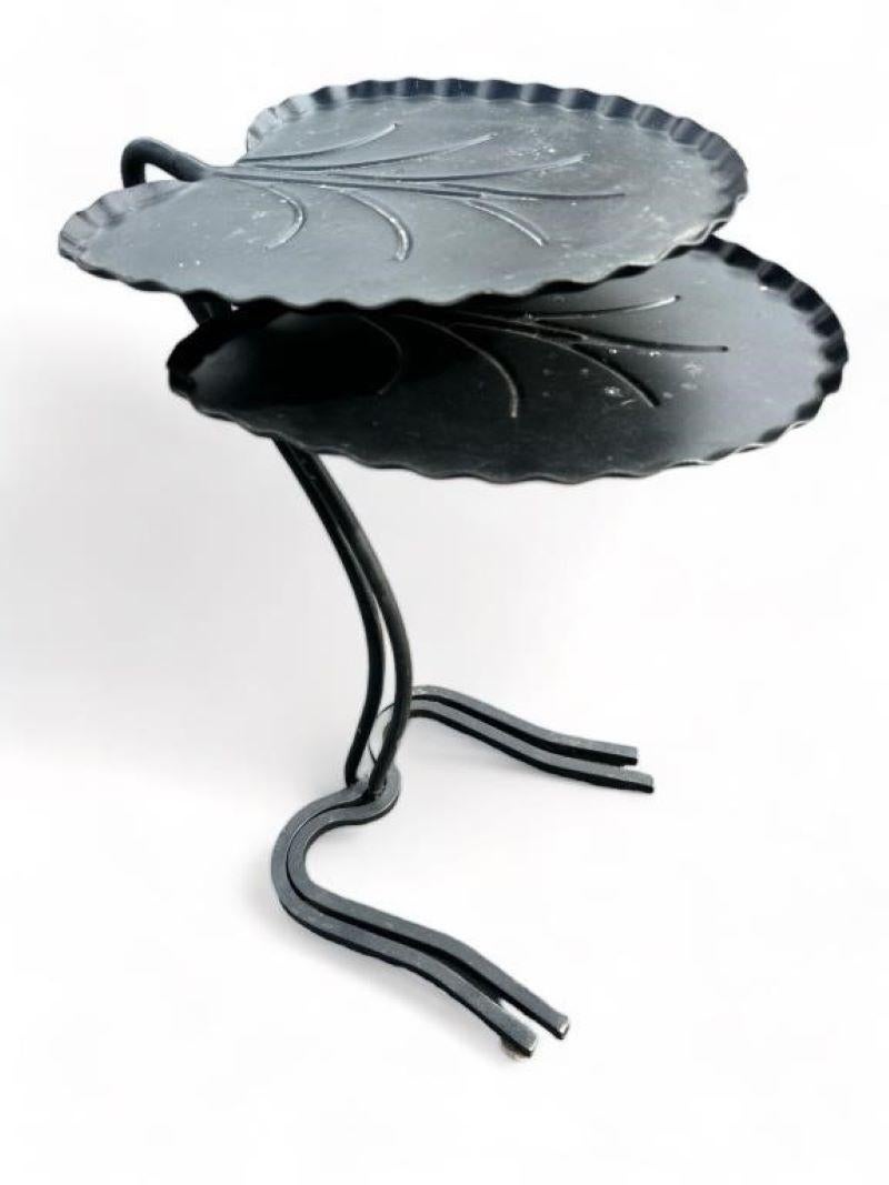 American Pair of Contemporary Cast Iron Lily Pad Nesting Tables