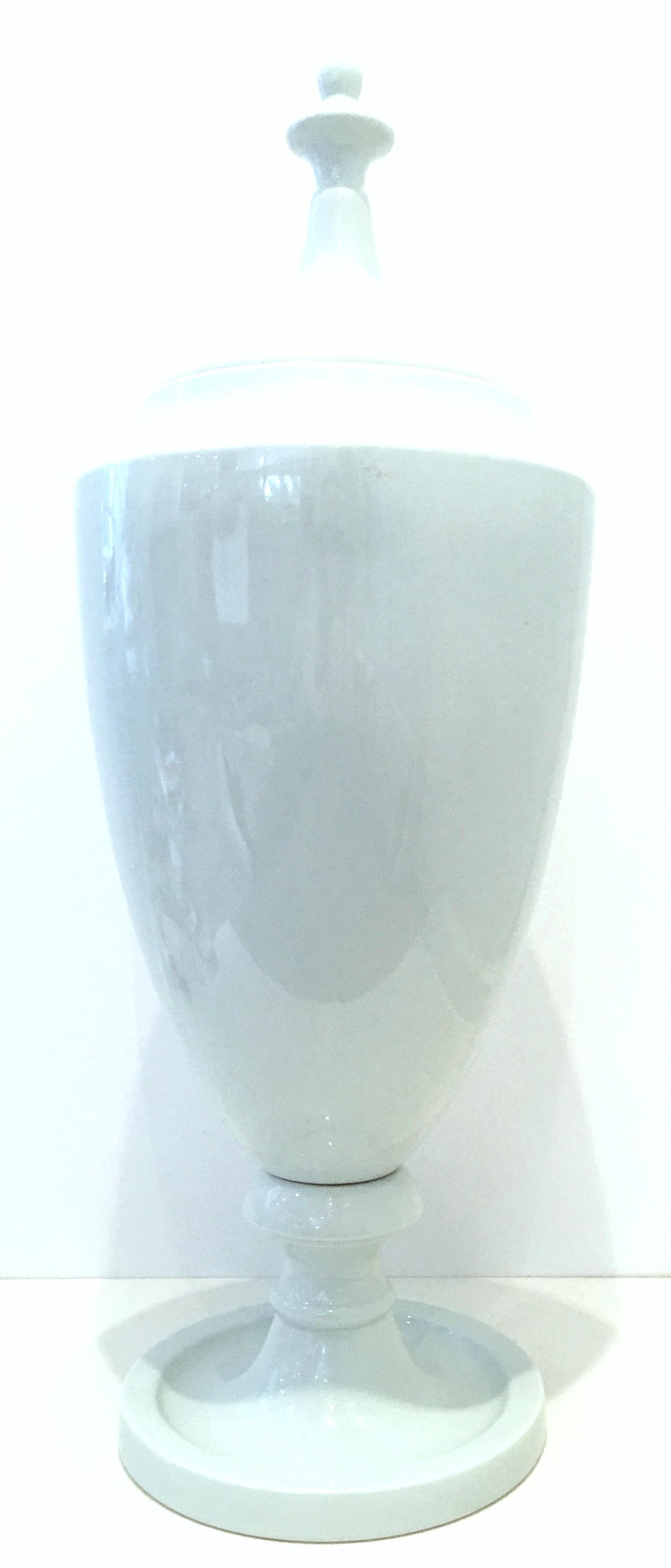 Asian 21st Century Pair Of Monumental Ceramic Glaze Chinese Celadon Lidded Floor Urns For Sale