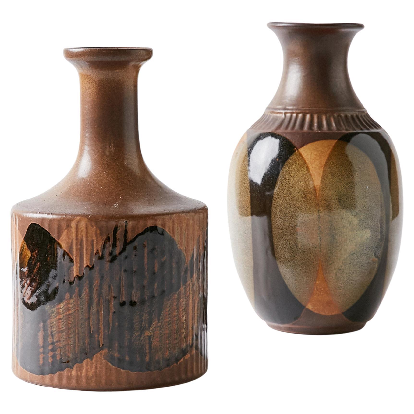 Paire de vases en céramique contemporaine en vente