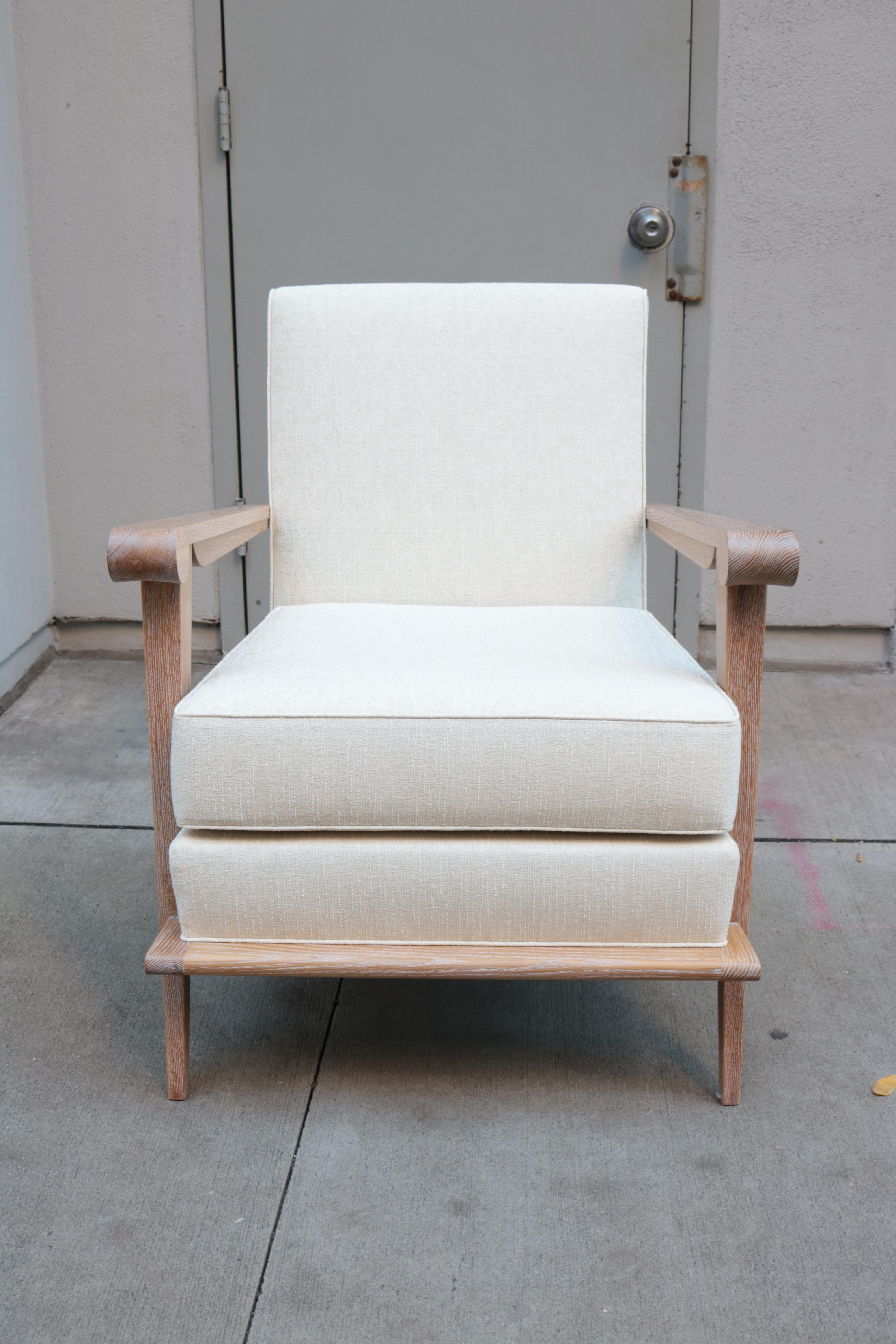 Pair of Contemporary Cerused Oak Armchairs In Good Condition In New York, NY