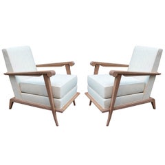 Pair of Contemporary Cerused Oak Armchairs
