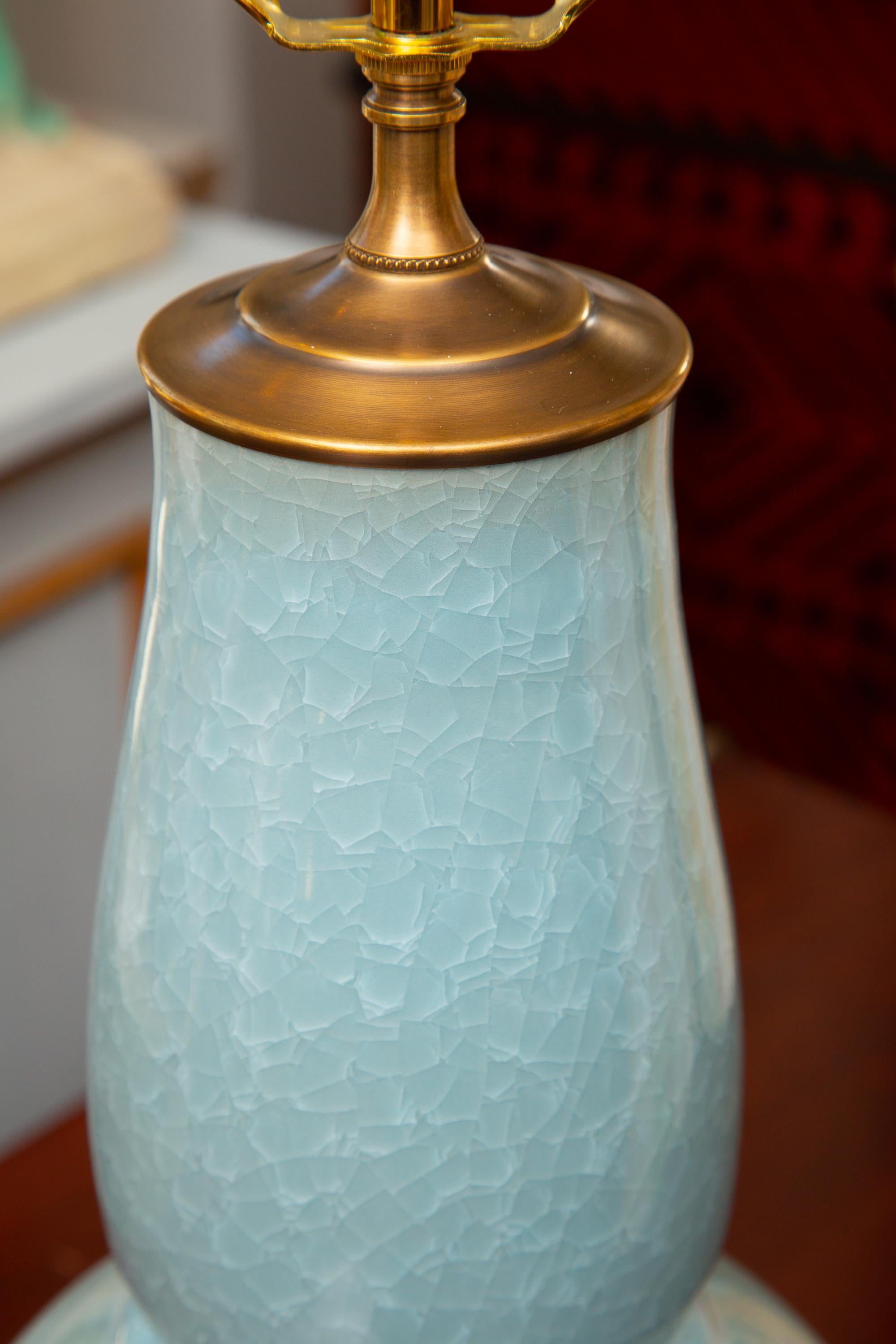 Other Pair of Contemporary Chinese Dark Celadon Vases as Table Lamps