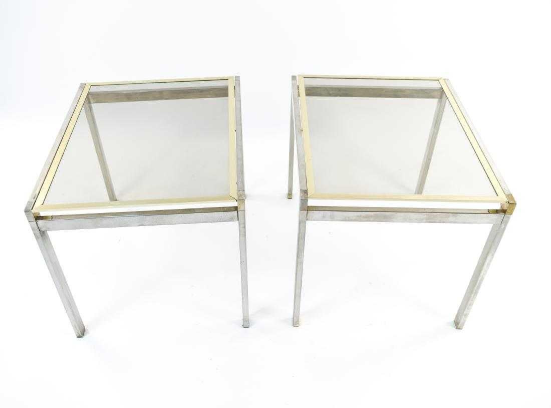 American Pair of Contemporary Chrome and Brass End Tables