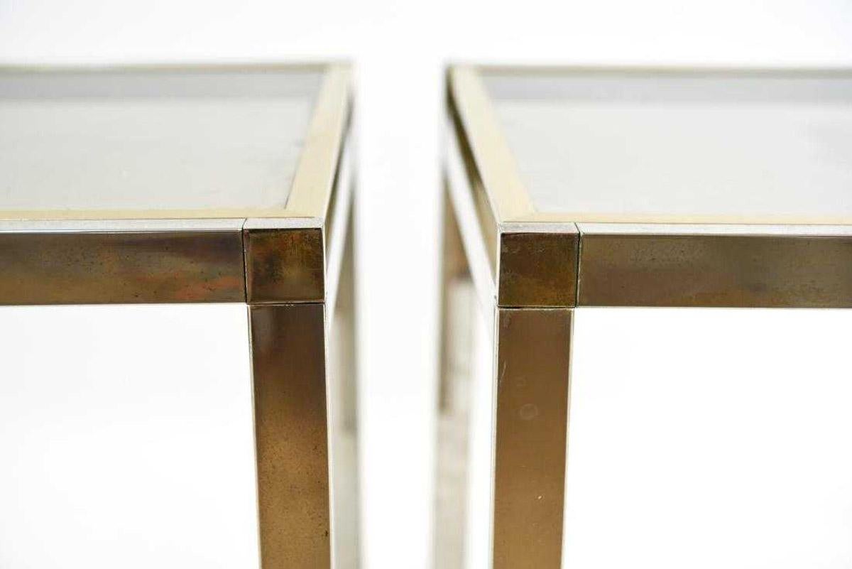 Pair of Contemporary Chrome and Brass End Tables 1