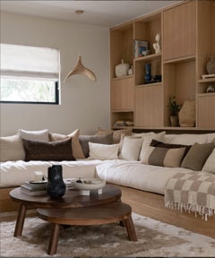 Pair of Contemporary Circular Nesting Coffee Tables, Walnut