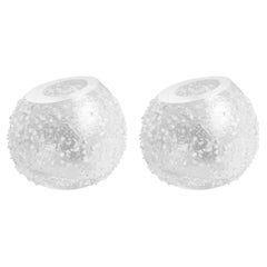 Pair of Contemporary Clear Hand-Blown Glass Decorative Vase