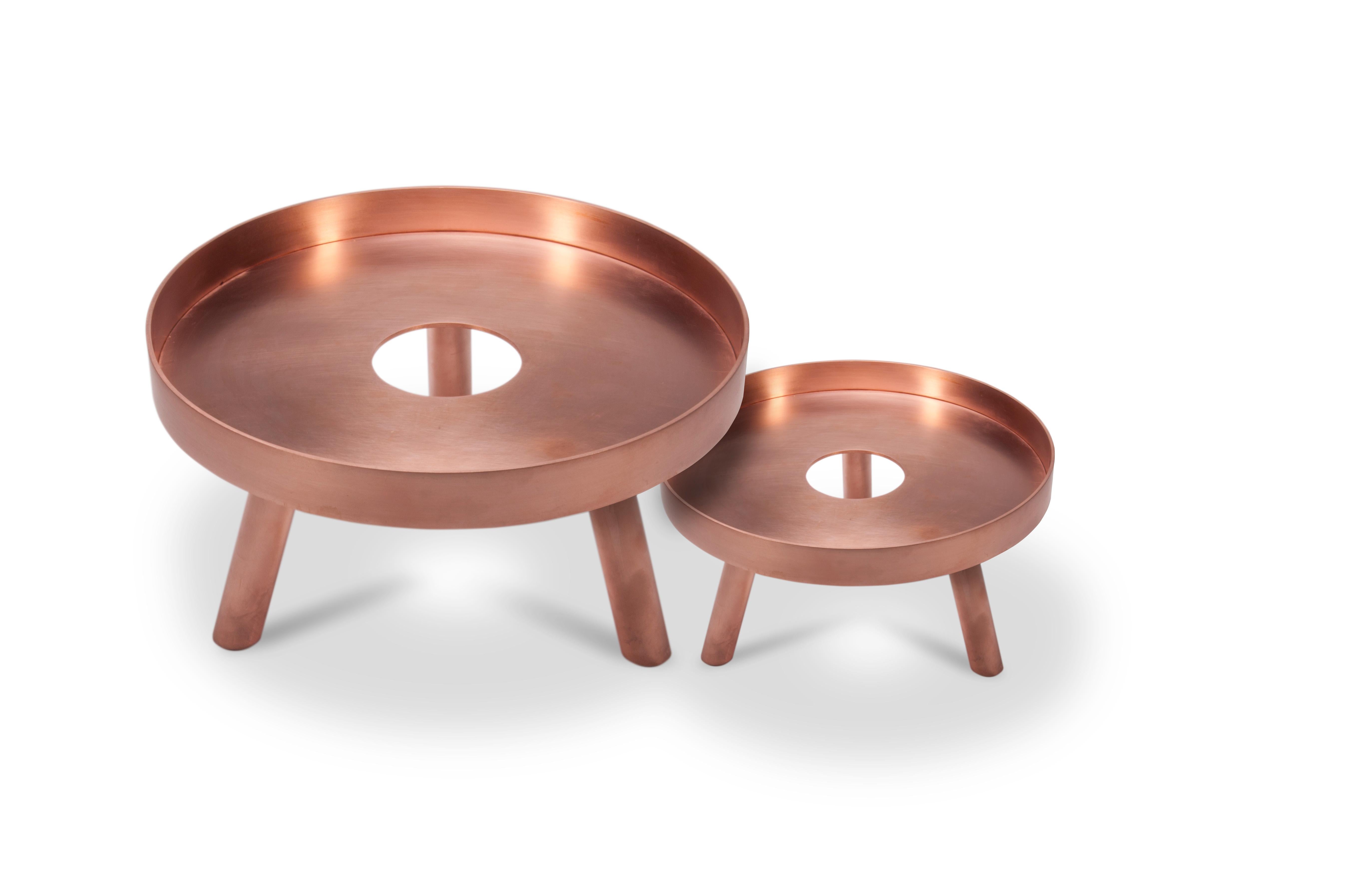 fferrone Pair of Contemporary Copper Serving Trays Decorative Sculpture For Sale 1