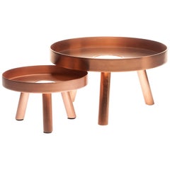 Pair of Contemporary Copper Serving Trays Decorative Sculpture, in Stock