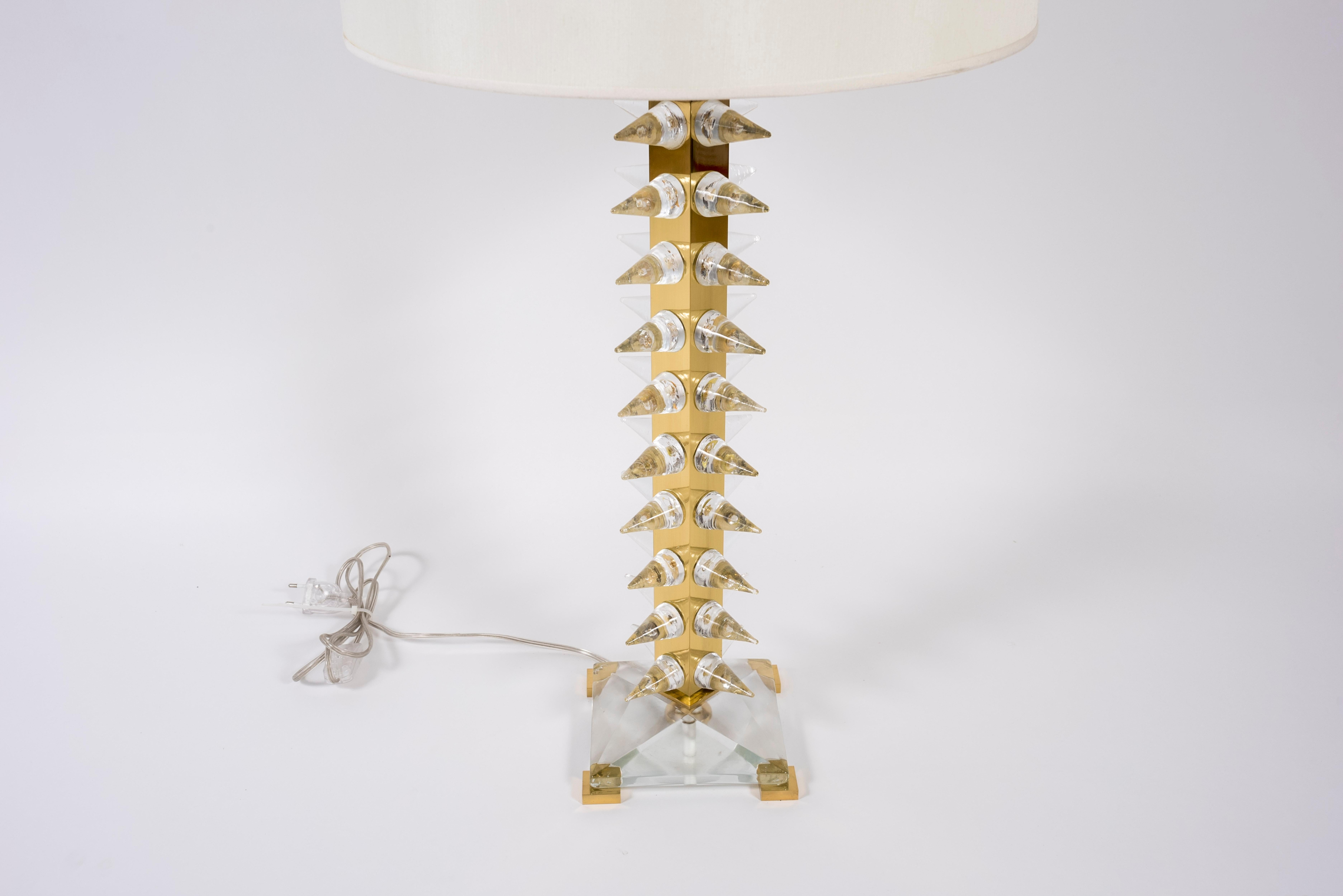 italien Paire de lampes de table contemporaines en cristal en vente