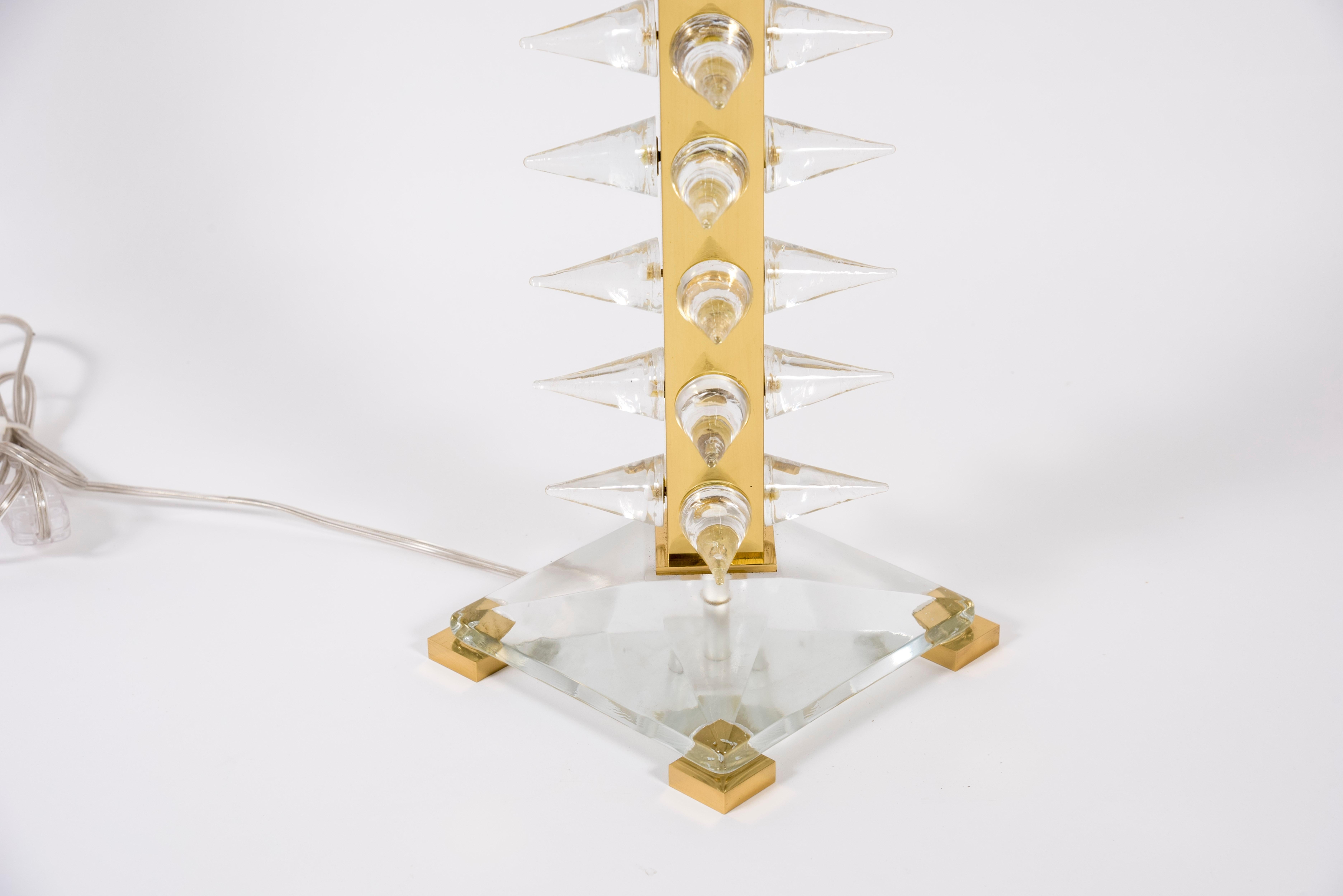 Verre de Murano Paire de lampes de table contemporaines en cristal en vente